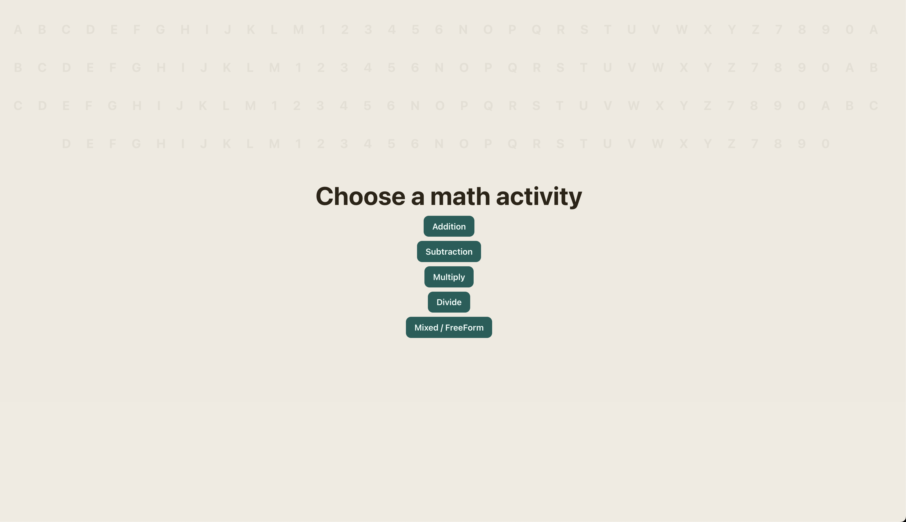 Choose a math activity