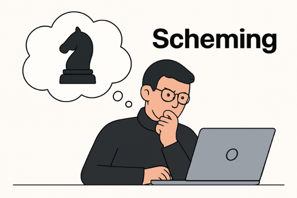 Person with a chess piece thinking bubble